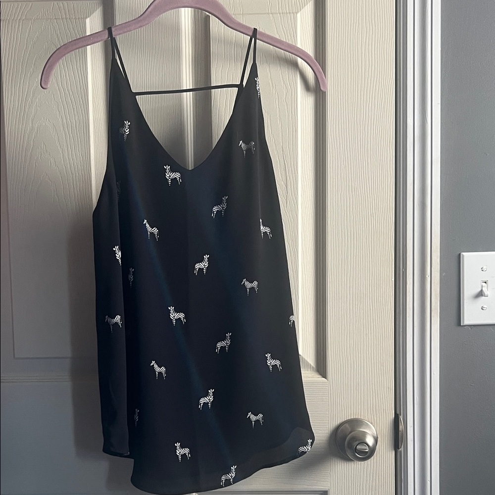 LOFT Black and White Zebra Pattern Camisole